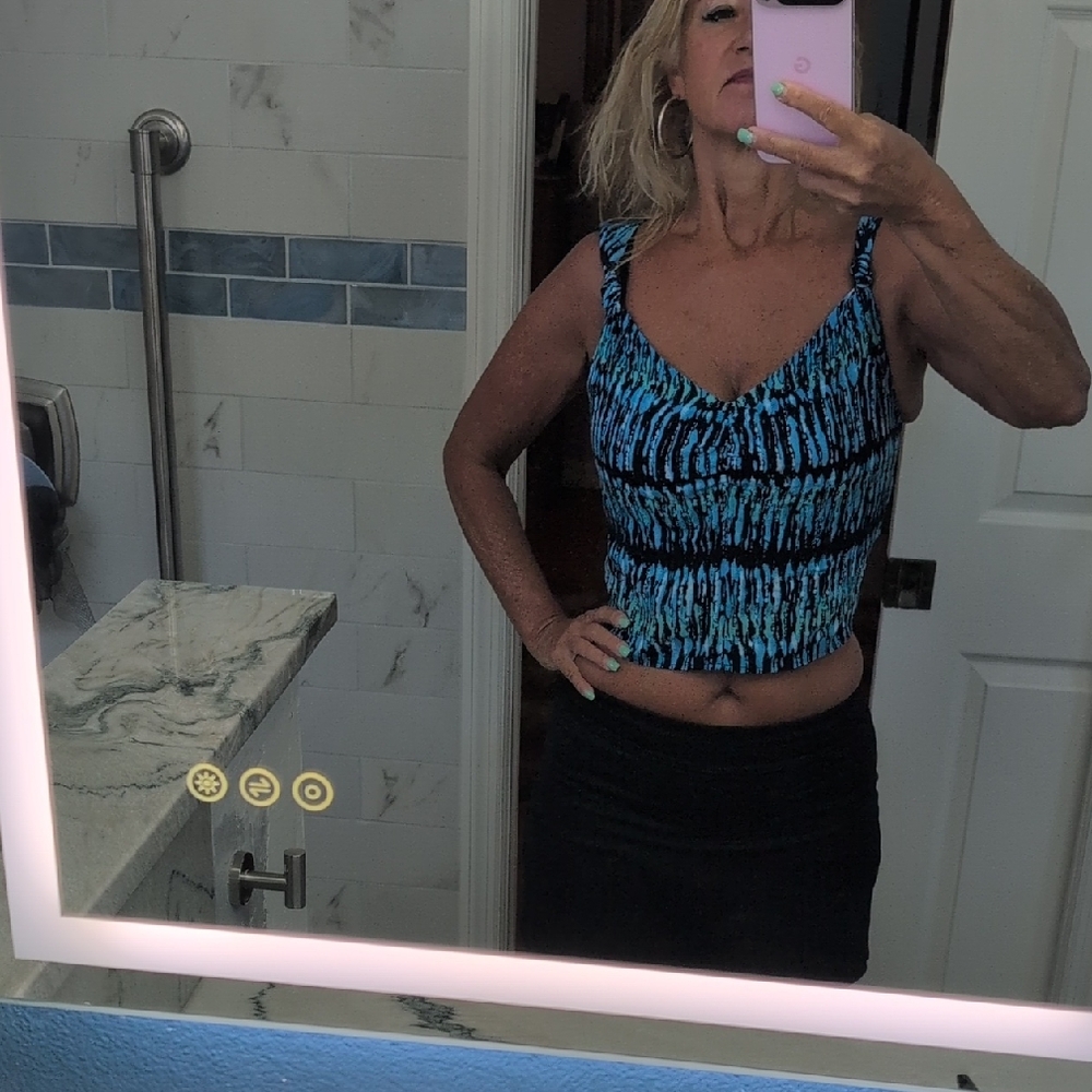 Tommy Hilfiger Blue and Black Patterned Top